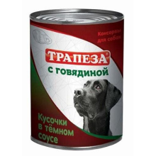 ТРАПЕЗА с Говядиной кусочки в темном соусе для собак 415 гр