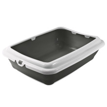 Туалет для кошек прямоугольный с бортом "Штиль", серый/светло-серый, 455*350*125мм