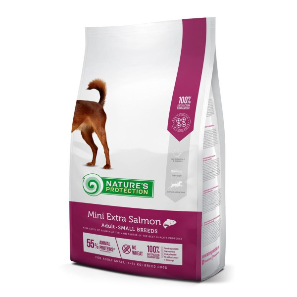 Nature's Protection Mini Extra Salmon - Толық тасқындалған лососмен кішкентай құйындар үшін толық балансыз көмік