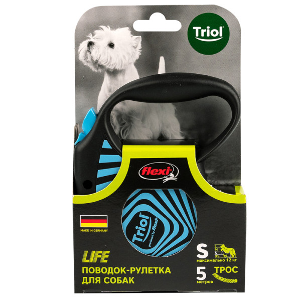 Поводок-рулетка для собак Flexi Life Geometry Blue S 5м до 12кг: удобный выбор для вашего питомца