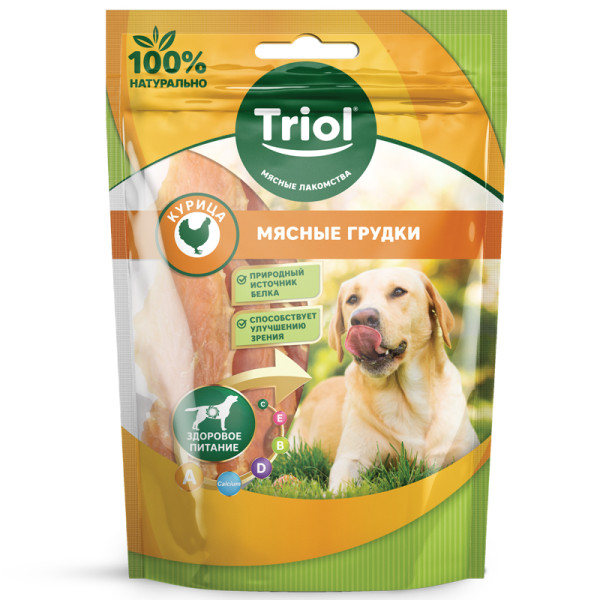 Мясные грудки из курицы для собак, 70г, Triol