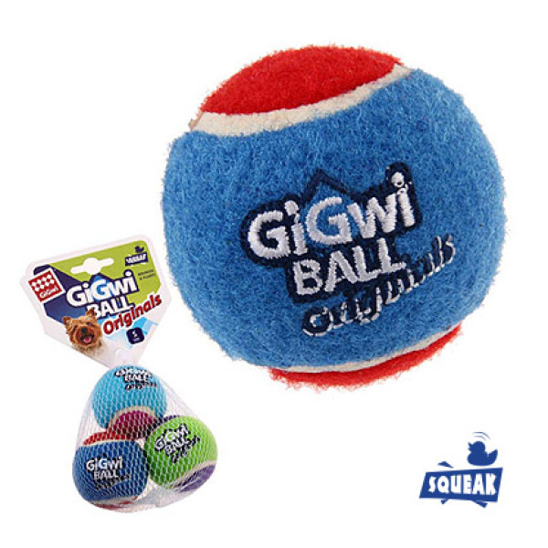 75339 Көліктер үш топ пищалкамен 4,8 см, GiGwi BALL Originals сериясы