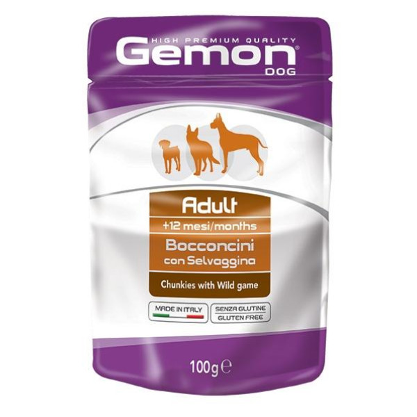 Консервы Gemon chunkies adult chunkies with wild game для собак