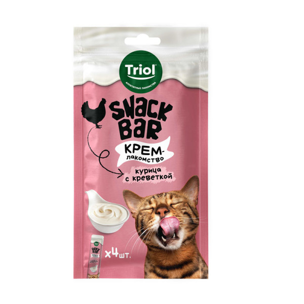 Вкусное лакомство для кошек: Крем из курицы с креветкой от Triol