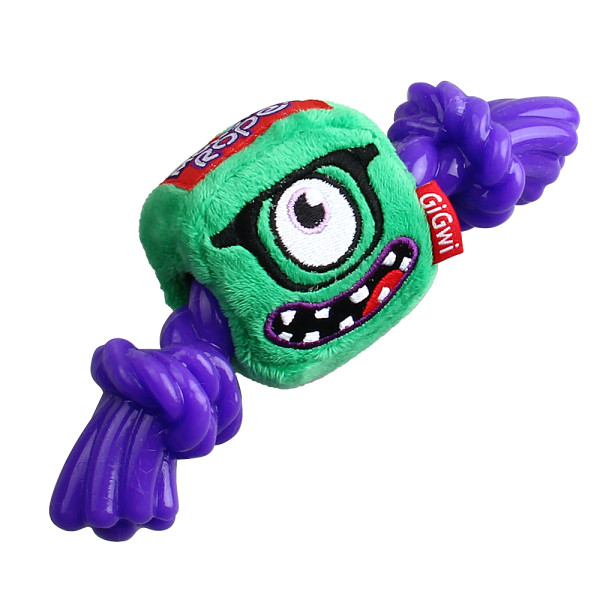 Көтергішке ойыншық: Пишікпен пістолетпен және каучуктан түймек 23 см, MONSTER ROPE сериясы