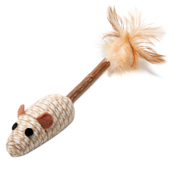Игрушка для кошек из мататаби "Мышка с перьями", 70/180мм, серия NATURAL, Triol