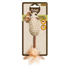 Игрушка для кошек из мататаби "Мышка с перьями", 70/180мм, серия NATURAL