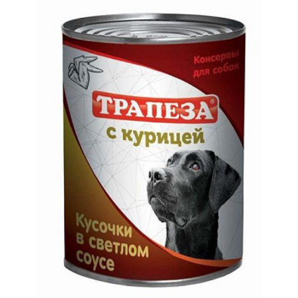 Деликатесы для собак: ТРАПЕЗА с КУРИЦЕЙ в светлом соусе 415 гр