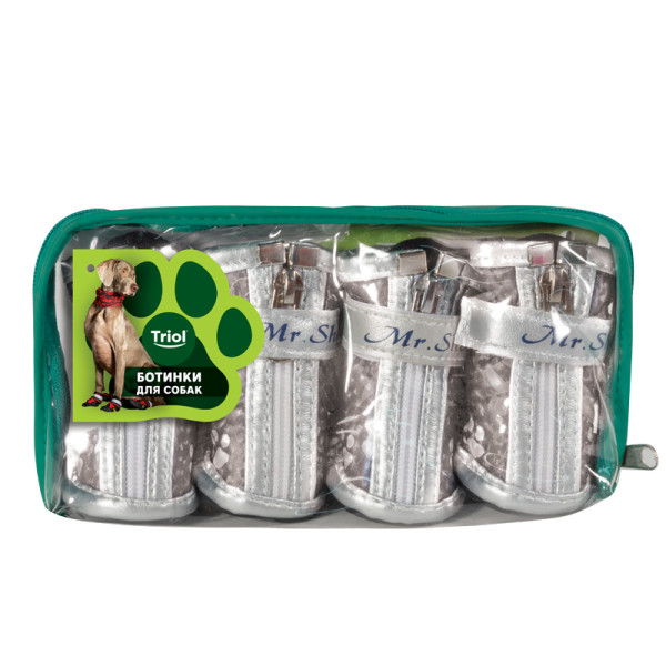 Серебряные ботинки для собак "Лапки" L от Triol