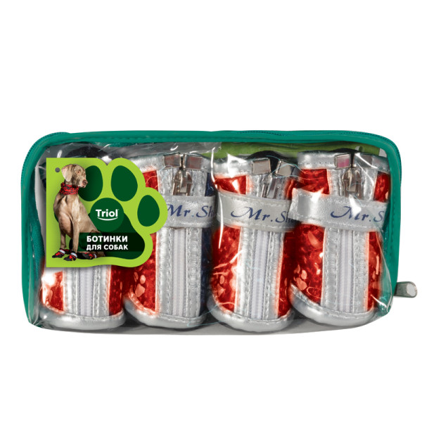 Красные ботинки для собак "Лапки" S от Triol