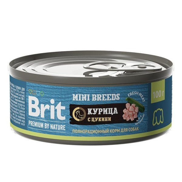Консервы Brit premium by nature консервы с курицей и цукини для собак
