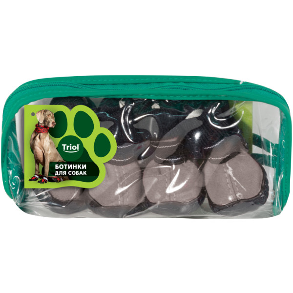 Универсальные серые ботинки для собак Triol S (уп.4шт.)