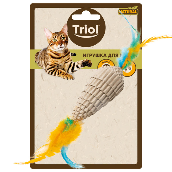 Игрушка для кошек из гофрокартона Конус с перьями, 80/220мм, серия NATURAL, Triol