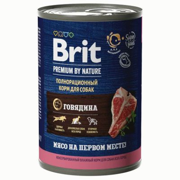 Консервы Brit premium by nature говядина для собак