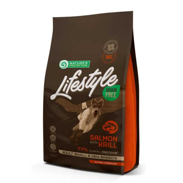 Nature’s Protection Lifestyle Grain Free Salmon with Krill Adult Small and Mini Breeds - Толықсыз жұмыссыз көрінсіз қабырғасымен лосос пен крилемен адамдық жасақтарға арналған жетімді жасақтықтықтықтықтықтықтықтықтықтықтықтықтықтықтықтықтықтықтықтықтықтық