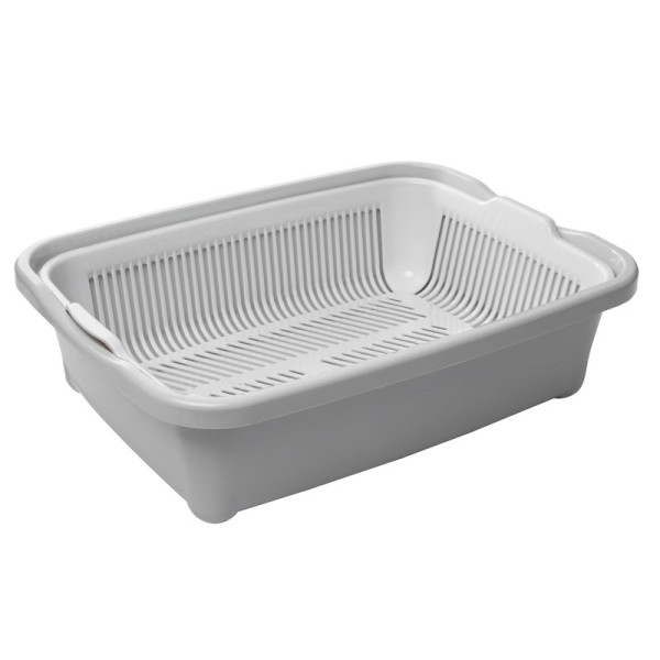 Туалет для кошек высокий с сеткой "Дюна", светло-серый 420*320*125мм, Gamma