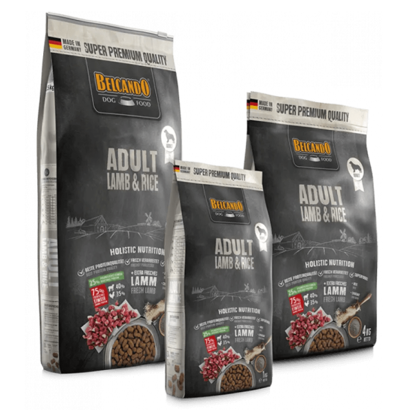 Belcando Adult Lamb & Rice - Көркем тамақ, аллергиясы бар құйрығылар үшін ағашпеншілік пен қойма бар оқшаумен орындалады