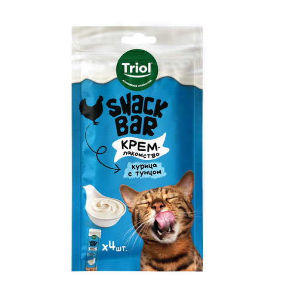 Крем из курицы с тунцом для кошек от Triol: вкусное лакомство, 40г