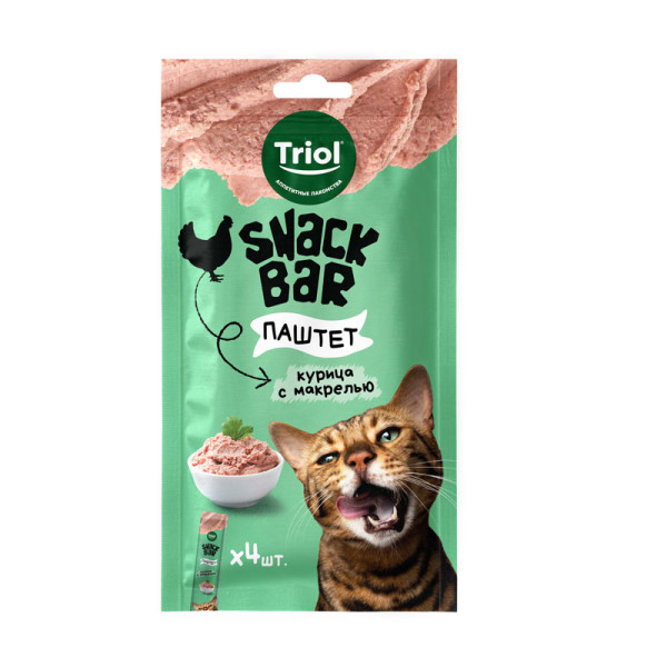 Вкусное лакомство для кошек: Паштет из курицы с макрелью от Triol
