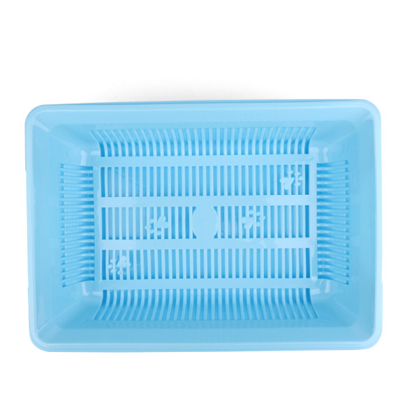 Туалет для кошек высокий с цветной сеткой "Лапки", голубой, 350*250*90мм