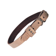 Ошейник-миди двойной шлевка со стразами кожаный, 12*250мм