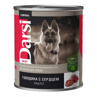 Darsi консервы для взрослых собак говядина с сердцем, 850 гр
