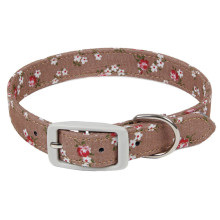 Ошейник тканевый для собак Цветочки S, бежевый, 16*260-350мм