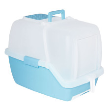 Туалет для кошек закрытый с выдвижным поддоном «Гранд» (совок и сетка в комплекте), голубой/белый, 550*400*420мм, серия HYGIENE