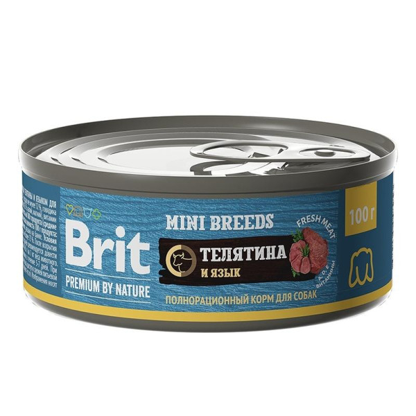 Консервы Brit premium by nature консервы с телятиной и языком для собак