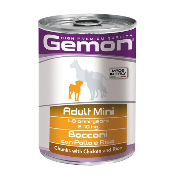 Консервы Gemon adult mini chunks with chicken and rice для собак