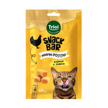 Лакомство для кошек "Мини-роллы с начинкой из курицы с сыром", 40г, серия SNACK BAR, Triol