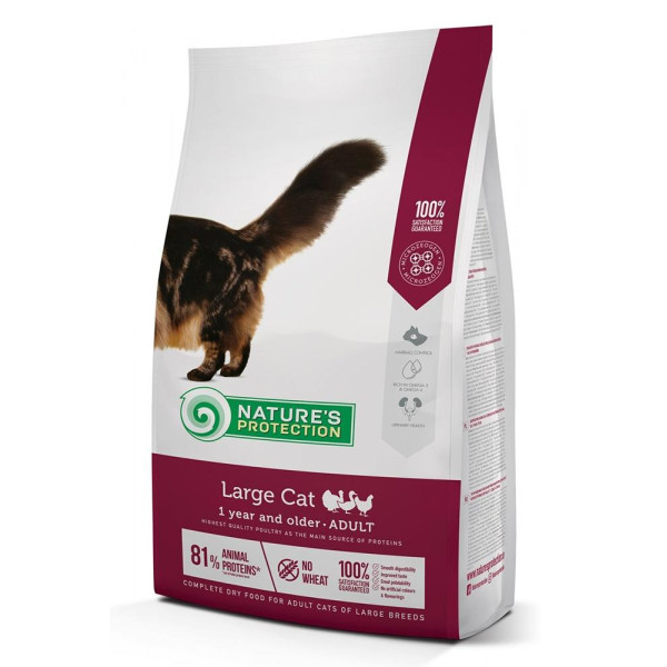 Nature's Protection Large Cat - Полноценный сбалансированный корм с птицей для взрослых котов крупных пород