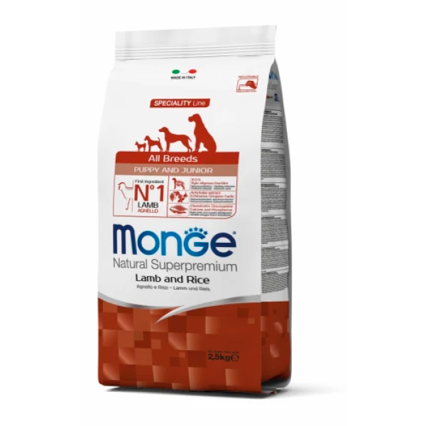 Сухой корм MONGE DOG All breeds Puppy & Junior ягненок с рисом, 800 г