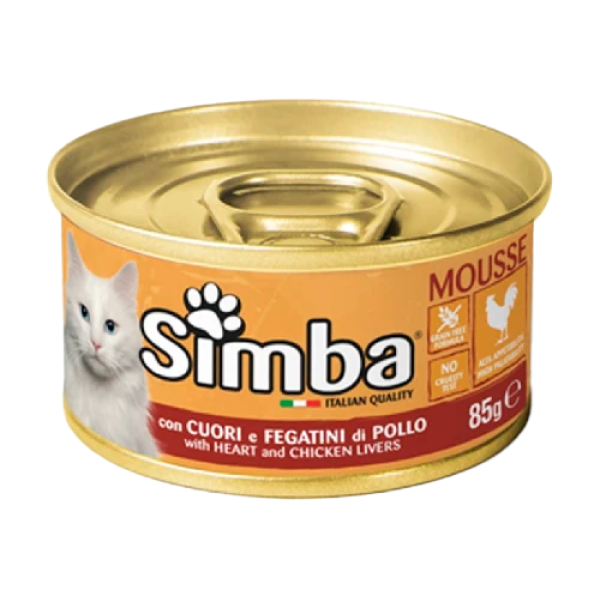 Влажный корм Monge Simba Cat Wet для кошек, с куриными сердечками и печенью, 85 г