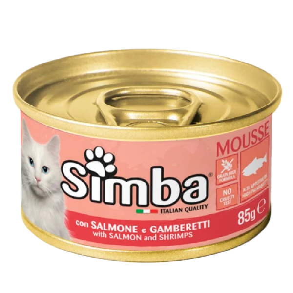 Влажный корм Monge Simba Cat Wet для кошек, с лососем и креветками, 85 г